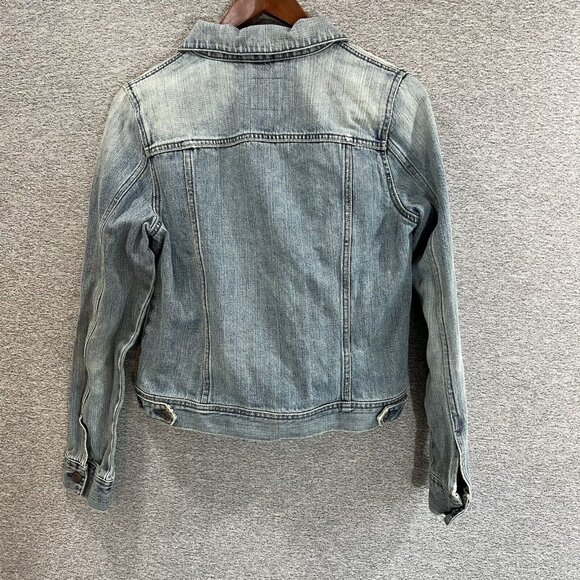Old Navy Denim Jean Jacket Women Size Medium Blue Button Up 100% Cotton Trucker - Picture 12 of 12